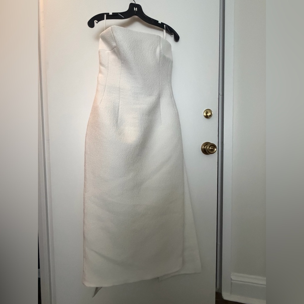 Emilia Wickstead Strapless midi Xanthe Dress with Cape effect